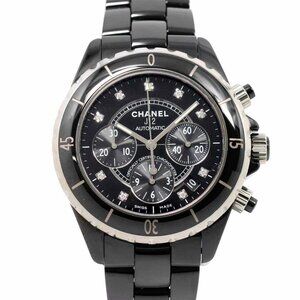 CHANEL J12 Chronograph H2419 9P Diamond Date Black Dial Mens Watch 90277195